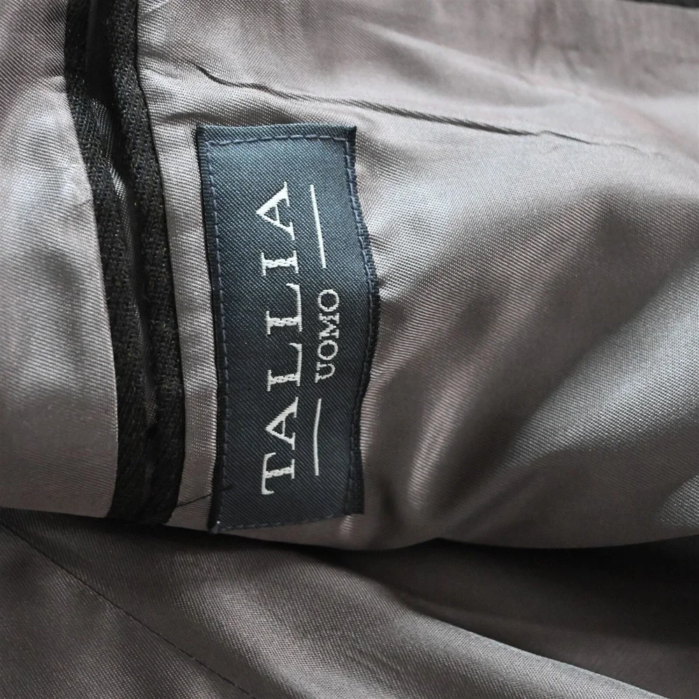 Vtg Tallia USA Made 42L 34x32 Brown 100%‎ Wool Mens Jacket Pants Suit